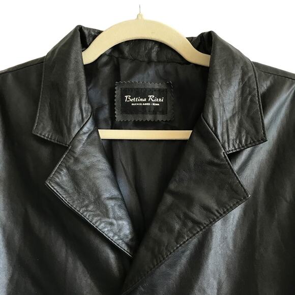 BETTINA RIZZI VTG Leather Coat Men L Black Custom Retro Grunge Goth Y2K Matrix - Picture 3 of 13